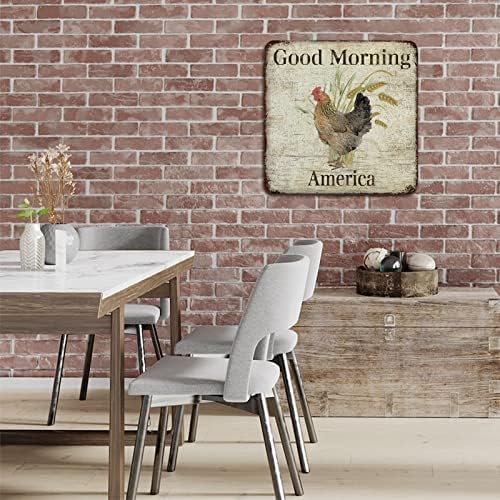 שלט מתכת בית חווה שלט עוף תרנגול וחיטה בוקר טוב אמריקה וינטג 'בר שלט בית פלאק רטרו רטרו ארט הדפסים
