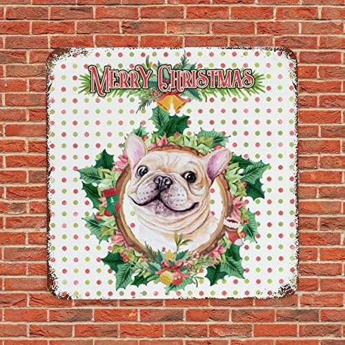 חג חג המולד זרי דבקון כלב וינטג 'מתכת שלט פח שלט פלאק דפסי אמנות מתכת