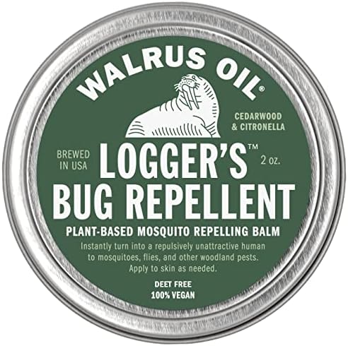 שמן WALRUS - דוחה באגים של לוגר, 2 גרם יתושים מבוסס צמח דוחה עם Cedarwood & Citronella, Deet Free, טבעוני,