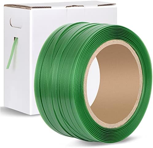 אריזות חובה כבדות רצועת רצועה - רול רצועה של פוליאסטר ירוק כיתה תעשייתית, 1000 'x 5/8 x 0.035