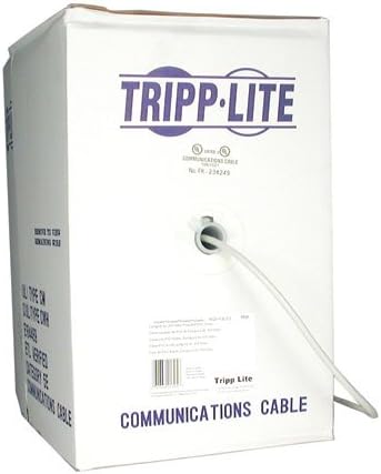 Tripp Lite Cat6 Gigabit בתפזורת בתפזורת כבל מליאה מוצק אפור, 1000 רגל.