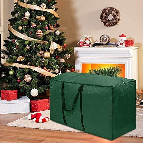 תיק חג המולד פרימיום חג המולד, תיק אחסון עץ חג המולד עצים מפורקים מלאכותיים, ידיות עמידות ורוכסן כפול מלוטש - תיק