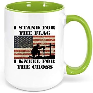 ספל קפה פטריוטי/אני עומד על הדגל שאני ברך על כוס הצלב/דת