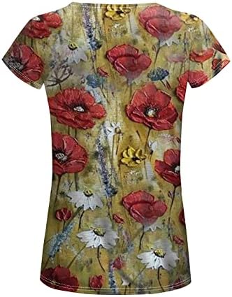 חולצות נשים נוקמופו פלוס גודל שרוול קצר אופנה הדפס דיגיטלי מזדמן עם פרח וציפור חולצת טריקו רופפת עם שרוולים