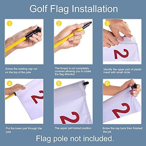 דגל גולף ממוספר קינגטופ עם צינור מוכנס, הכל 8 ליטר על 6, הצבת דגלים ירוקים לחצר, דגלי סיכת מיני ניילון