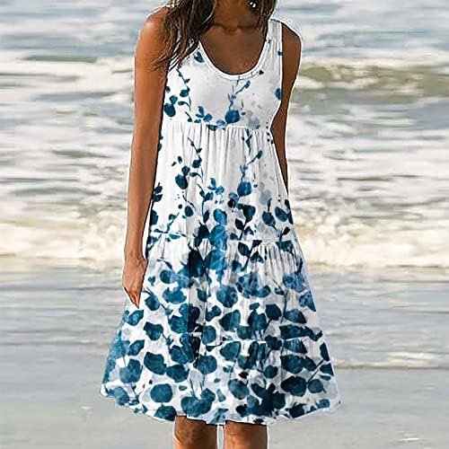 מיאשוי טוניקת המפלגה שמלת נשים אביב קיץ יומי מזדמן עגול צוואר שרוולים מודפס חוף הברך אורך שמלות עבור