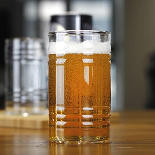 כוסות שתייה של לוקסו 20 גרם, כוסות כדורגל דקיקות סט של 4, כוסות כוסות גבוהות ונקורות למים, מיץ, בירה,