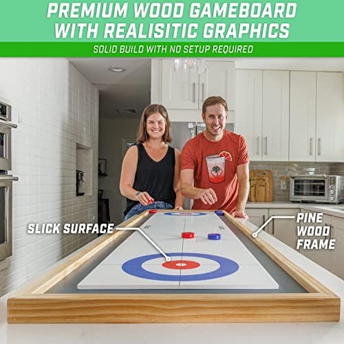 Gosports Shuffleboard and Curling 2 ב 1 משחקי לוח - שולחן שולחן או גודל ענק קלאסי - בחר את הסגנון שלך