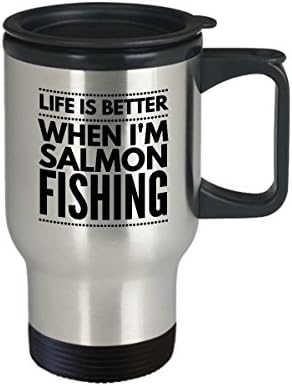 ספל נסיעות לדיג - החיים טובים יותר כשאני דיג סלמון - ספורט ספורט ספל קפה מסע
