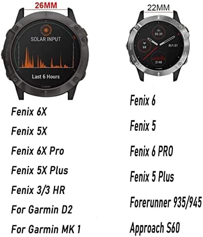 Wtukmo 26 22 ממ סיליקון מהיר מהיר רצועת שעון רצועת שעון עבור Garmin Fenix ​​6x 6S Pro 5x 5 Plus 3HR Enduro