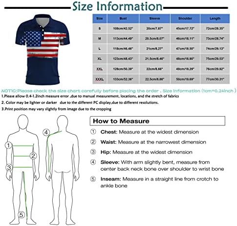 Zefotim 4 ביולי חולצות פולו גברים כפתור שרוול קצר למטה חולצות דגל אמריקאיות טשירט גולף דקיקים מזדמנים