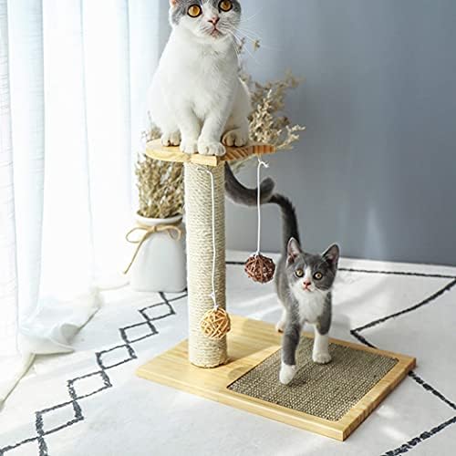 עץ חתול קטן יואדף 3 ב-1-עמוד גירוד חתול מכיל 1 עמוד גירוד סיסל טבעי, כרית גירוד סיסל ו-2 כדורי ספאק טאקרו