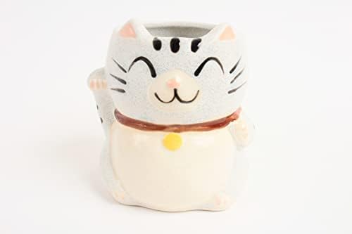 Ware Mino Ware יפני ספל חרס ספל Manekineko חתול מיוצר ביפן CPM019