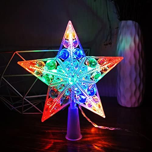 כוכב עץ חג המולד של QKSKY נורדי עם סוללת LED סוללה חרוזי גביש צמרת חג המולד כוכב חג המולד בחוץ