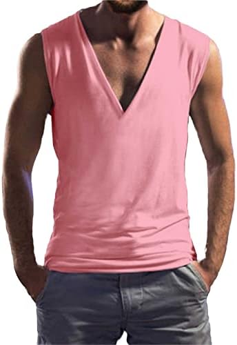 BMISEGM קיץ חולצות גדולות וגבוהות לגברים מוצקים V גברים גופי צוואר גופייה נושמים ללא שרוולים ללא