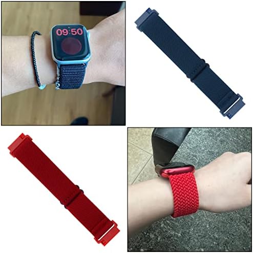 2 PCS רצועת שעון אלסטית תואמת ל- Fitbit Versa/Versa 2/Versa Lite/Versa Nylon Sport Loop Strate Wristwatch Smartwatch