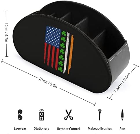 דגל אמריקאי אירי שמרוק סנט פטריק, מחזיק בשלט רחוק של יום פטריק עם 5 תאים עור PU עור רב-פונקציונלי אחסון קאדי