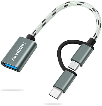 AIYEEN 2-in-1 USB C/MICRO ל- USB מתאם, USB C ל- USB 3.0, USB ל- Android OTG מתאם כבל תואם ל- MacBook Pro Android