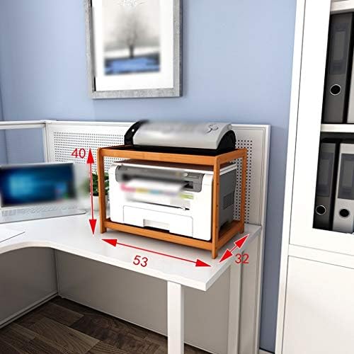מתלה אחסון KMMK מתאים למטבח המשרד הביתי סלון ， מדף דו-שכבת עץ מוצק סוג רצפה מודרנית סוג אחסון סלולרי מדפסת מדפסת