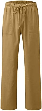 מכנסי פשתן של Kcjgikpok נשים, מותניים רגילים ברגליים רחבות נוחות נוחות מכות כותנה מכנסיים מכנסיים