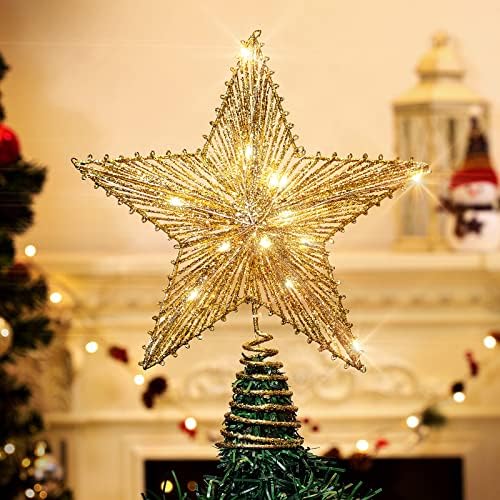 טופר עץ כוכב רוילוואן, נצנצים עץ חג המולד עץ חג המולד אור עליון, צמרת עץ דקורטיבית מופעלת סוללה