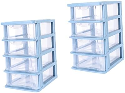 2 יחידות מדף אחסון תיבת אחסון מגירות פלסטיק מיני ארון מיני אשפה יכול פלסטיק אחסון מגירות שולחן העבודה קובץ מחזיק