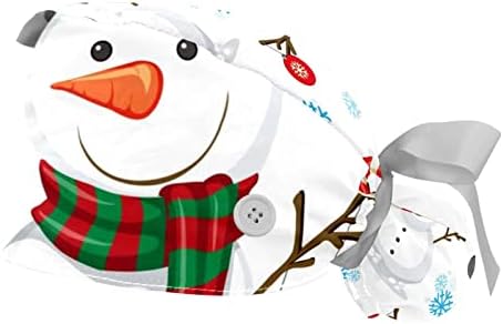 איש שלג בחורף חג המולד כובע עבודה מתכוונן חמוד עם כפתורים לנשים מחזיק קוקו קישור סרט