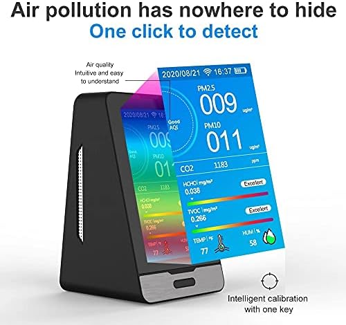 CO2 צג פחמן דו חמצני, לחות טמפרטורה, בוחן זיהום, לזהות אבק PM2.5/10/1.0 מיקרון, 3000 שח סוללה, למשרד