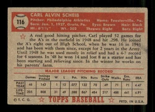 116 קרל שייב - 1952 כרטיסי בייסבול של טופס מדורגים VGEX - כרטיסי וינטג 'עם חתימות בייסבול