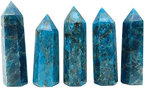 תכשיטים מרקה כחול טבעי אפטיט אבן חן משושה משושה קריסטל עיפרון נקודת מגדל ריפוי חן חן דגימה מינרלית
