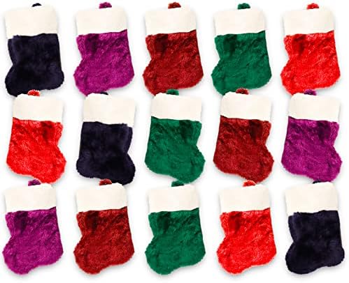 גרבי גרבי חג המולד מיני של 15 דלוקס נצנצים רכים קטנים גרבי נופש לילד משפחה אדום ירוק כחול כחול לחג המולד למשפחה