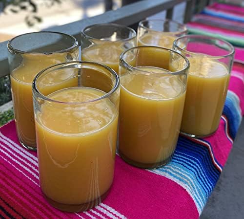כוסות שתייה מקסיקניות מנופחות ביד-סט של 6 כוסות שקופות טבעיות