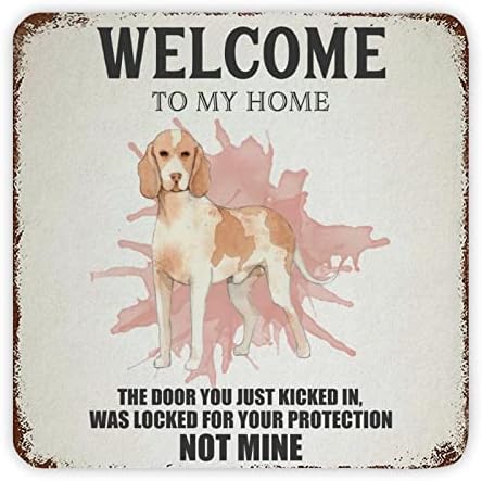 מצחיק חיות מחמד כלב מתכת סימן שלט לחיות מחמד כלב ברוכים הבאים לבית שלי בציר כלב דלת קולב סימן קלאסי קפה
