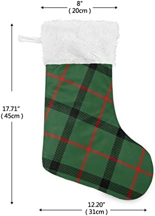 קיגאי ירוק ושחור בופלו בדוק גרבי חג המולד, גרבי קנדי ​​תלויים ממתקים עם קטיפה של קריסטל לחג משפחתי