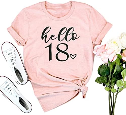 חולצות יום הולדת 18 לנשים הלו 18 חולצות בנות שמונה עשרה חולצות מסיבת יום הולדת 2005 חולצות טי גרפיות