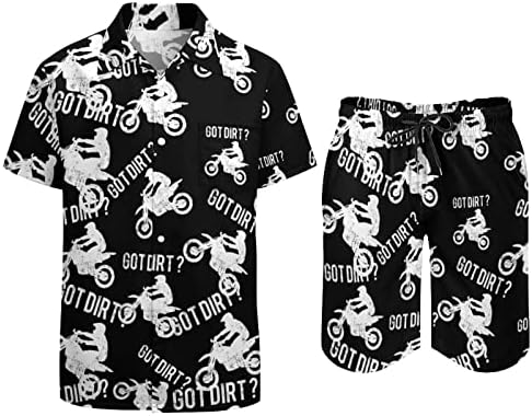 Weedkeycat קיבלו אופני עפר תלבושות חוף לגברים 2 חלקים כפתור הוואי מטה חולצת שרוול קצר ומכנסי