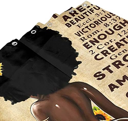 Baiveave נשים אפריקאיות אישה שחורה עם וילון מקלחת חמניות 60x72 אינץ 'פוליאסטר דוחה וילונות אמבטיה ברזל וילונות