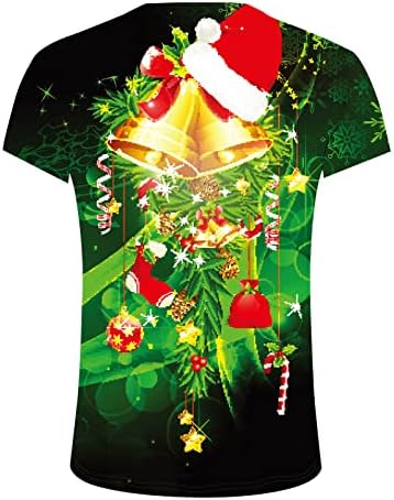 חולצות טריקו של שרוול קצר לחג המולד לחג המולד לגברים, חג המולד מצחיק סנטה קלאוס הדפס צוואר עגול צוואר צוואר צמרת