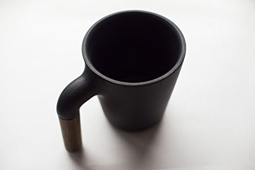 ספל קפה קרמיקה של Mugrr עם ידית עץ, שחור