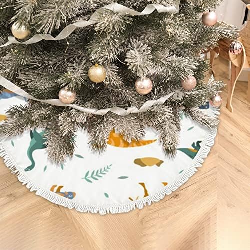 חצאית עץ גדולה דינוזאורים חמודים עם ציצית, קישוטי עץ חג המולד בית חווה לכל עונה חגים מסיבת חתונה קישוטי עיצוב