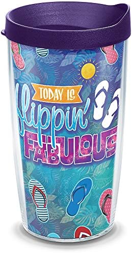 TERVIS FLIPPIN כוס מבודד מדהים עם עטיפה ומכסה, ברור של 16 גרם טריטן