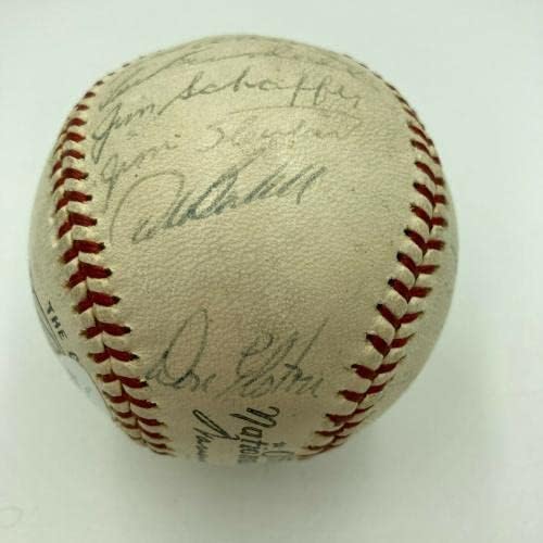 1963 קבוצת שיקגו קאבס חתמה על בייסבול ארני בנקס רון סנטו בילי וויליאמס JSA - חתימות בייסבול