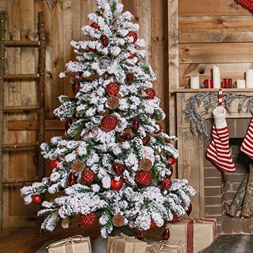 עיצוב חג המולד של גלפאדה ממתקים קנדי ​​קני גרלנד 50 יחידות קישוטים לעץ חג המולד קישוטי עץ חג המולד אדום