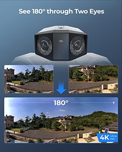 מערכת מצלמות אבטחה של Reolink 4K POE, מצלמת IP בזווית רחבה של 180 °, זיהוי AI מתקדם, 1800 Floodlight Lumen,