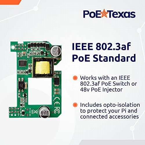 פו טקסס Raspberry Pi Poe Hat ו- Poe Texas Poe מזרק - Power Power Over Over Ethernet Pascive Poe מתאם