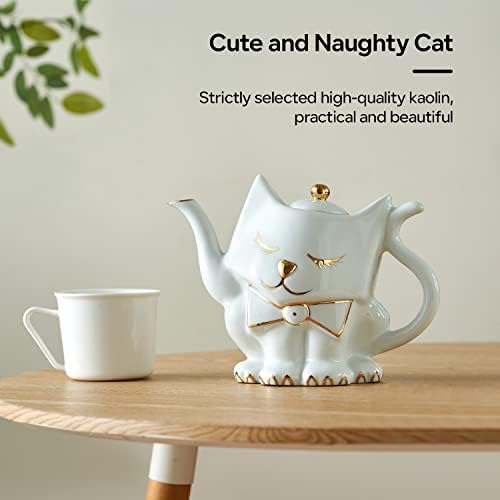 קומקום חתול Toptier, עיצוב חתולים, מתנות לחתולים לנשים, עיצוב בית קרמיקה משרדי מדף ספרים מדף טלוויזיה סלון, קישוט