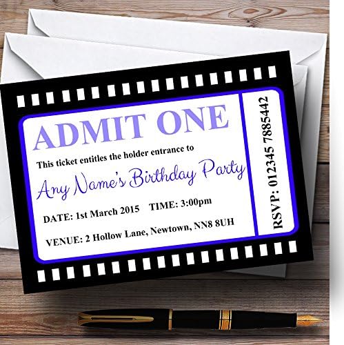 כרטיס סרטים בכחול הזמנות למסיבת יום הולדת בהתאמה אישית