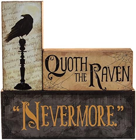 קישוט ליל כל הקדושים - Quoth The Raven Nevermore Stacking Block 3 Set Set Set