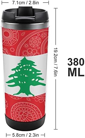 לבנון דגל פייזלי טיול ספלי קפה עם כוסות מבודדות מכסה בקבוק מים קיר כפול נירוסטה