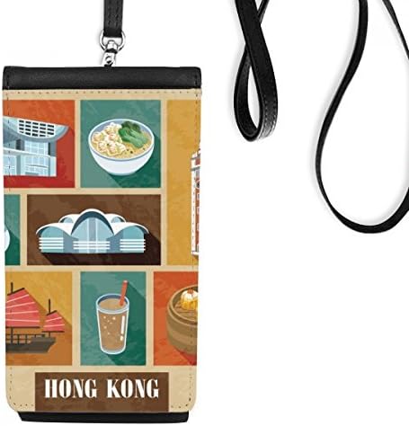 אוכל מקומי של הונג קונג והניח ארנק טלפון ארנק תלייה כיס נייד כיס שחור